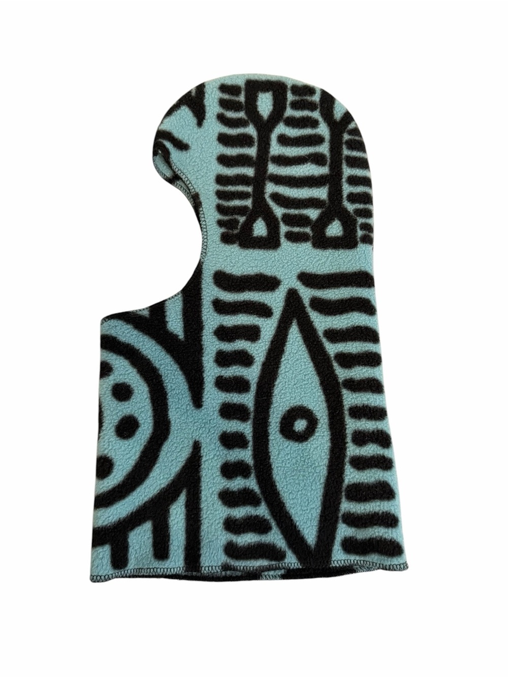 Tribal inspired Unisex Aqua Blue & Black Fleece Balaclava